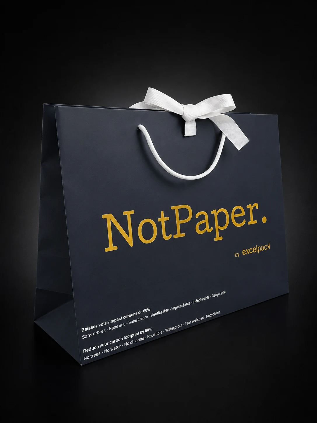 Prototype sac NotPaper noir avec dorure or à chaud